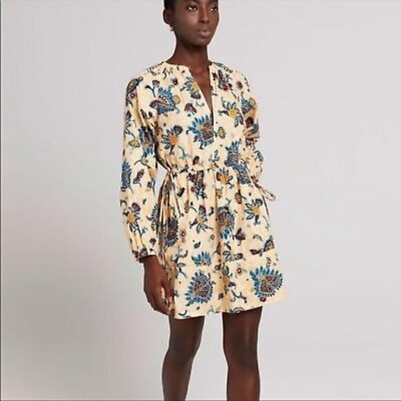 A.L.C. Dresses & Skirts - ALC Myra dress shift paisley floral print tan tie belt cotton long sleeve 6